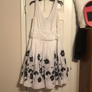 White and black dress tea length